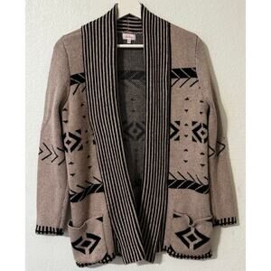 Pixley Women Sweater Cardigan Aztec Boho Tan Black Size‎ Small